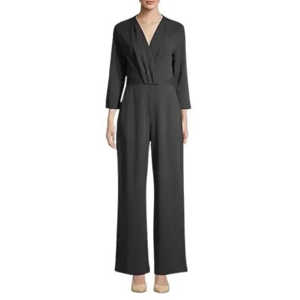 H By Halston Black Wrap Style Jumpsuit Sz L NWT